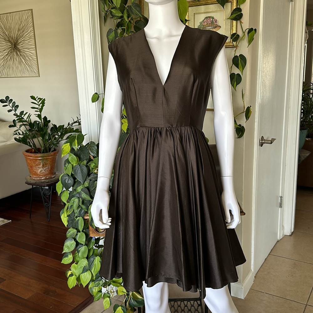 🌹🌹ANAGRAM Silk Cocktail Dress Size 8  in Chocolate Brown